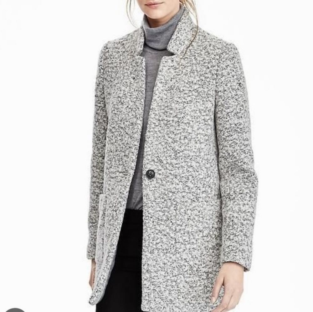 Banana Republic collarless boucle Wool Blend coat jacket XS